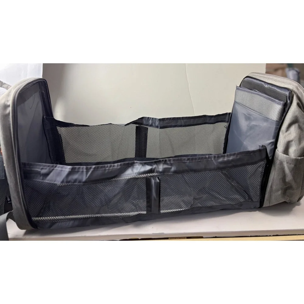 Good Mum Diaper Bag Backpack with Changing Station Grey Heathered USB Port